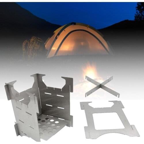 Camping Portable Foldable Stainless Steel Mini Furnace Outdoor Camping Picnic Stove Burning For Survival Cooking Picnic Hunting