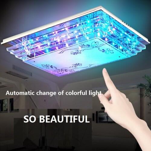 Simple modern LED crystal remote control hall home bedroom living room ceiling lamp