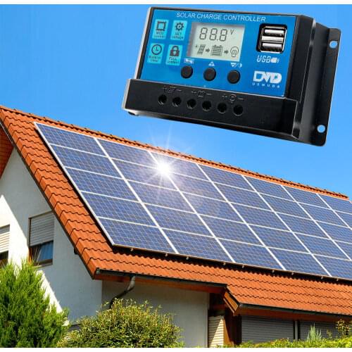 Free shipping 30A Solar Panel Battery Regulator Charge Controller Dual USB 12/24V LCD New Drop Ship LS'D Tool
