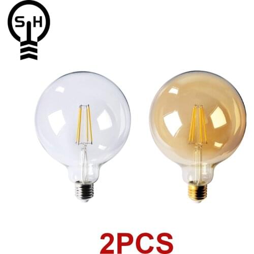 Chrismas Decor 2pcs/lot Retro Edison Filament Bulb G125 8W E27 Bombillas 220-240V Gold Glass Bulb Home Decoration