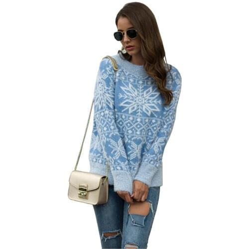 Christmas Sweater Women Pullover Sueter Mujer Invierno 2020 Winter Snowflake Pullover Knitted Sweater Women Knitted Sweater