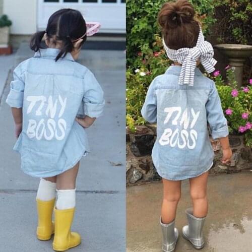 2020 fashion 2-7 years newborn baby girl baby tiny boss shirts tops clothes denim long sleeve coat shirt