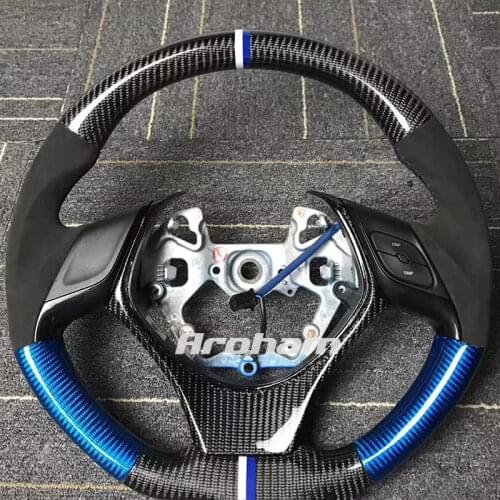 Carbon Fiber Steering Wheel With Leather or Alcantara For Toyota CHR C-HR 2013 2014 2015 2016 2017 2018 2019 2020 2021
