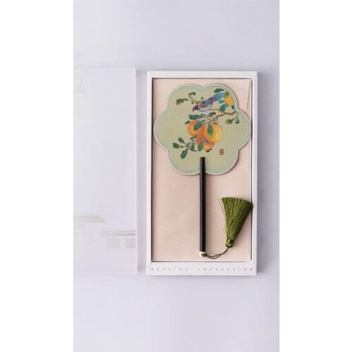 Chinese Style Silk Round Fan Elder Girlfriend Mom Office Gifts HanFu Hanbiuk Embroidery Circular Fan Single Wooden Handle Tassel