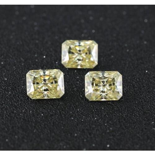 Light yellow DVVS Color Moissanites Diamond 1ct-6ct Emerald Cut Moissanites Loose Gemstone for Jewelry Making