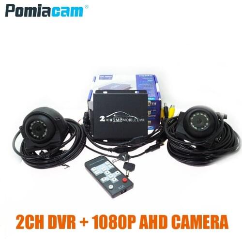 T781B Newest 2CH MINI mobile dvr+1080P AHD Cameras mini vehicle DVR support 128GB/CVBS/AHD 2 Channel SD DVR with remote control