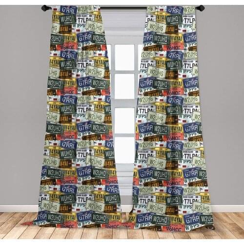 Vintage Window Curtains Original Retro Style License Plates Personalized Creative Travel Vacation Lightweight Decorative