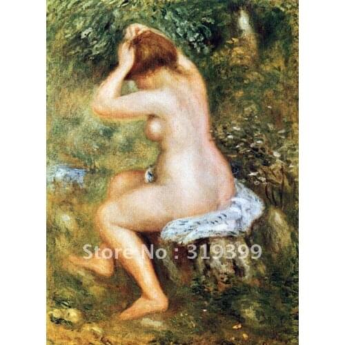 Linen Canvas Oil Painting reproduction,baigneuse se coiffant by pierre auguste renoir, DHLShipping,100% handmade,museum quality