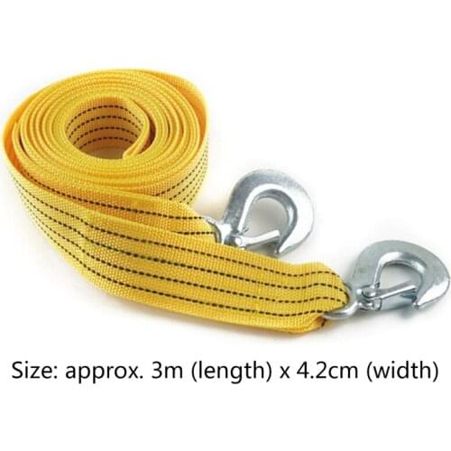 X7AE 3 Tons Car Auto Tow Cable Towing Strap Rope With Hooks Emergency Heavy Duty