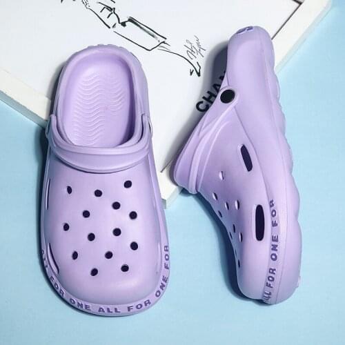 Women Summer Candy Slides Unisex Cool Beach Slippers Men Hollow Water Flip Flops Shoes Sandals Soft EVA Sneakers Couple 35-46