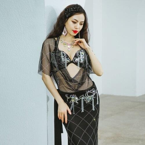 Belly dance suit womens belly dance BBra+Robe+skirt+belt+Headband 5pcs professional dance skirt Stage Show Dance Set