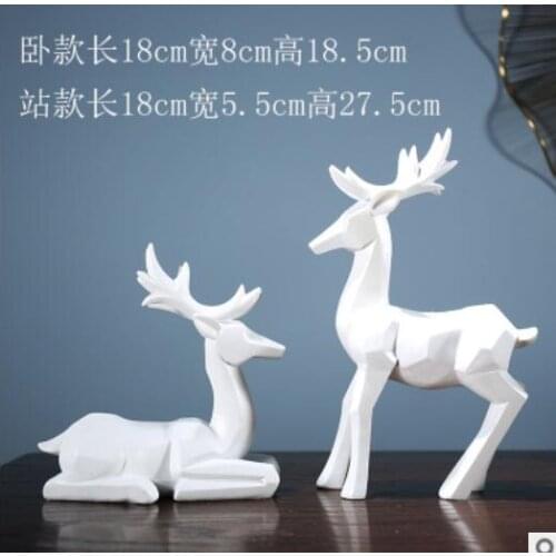 1pairs Nordic geometry elk handicraft furnishs deer originality to live in sitting room TV wine ark porch adornment Statue