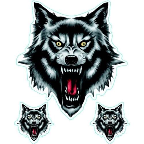1Pcs Wolf Head Decals Skull Head Fire Flame Funny Self-adhesive Sticker For Motorcycle Car Door Stickers Truck Helmet Decor