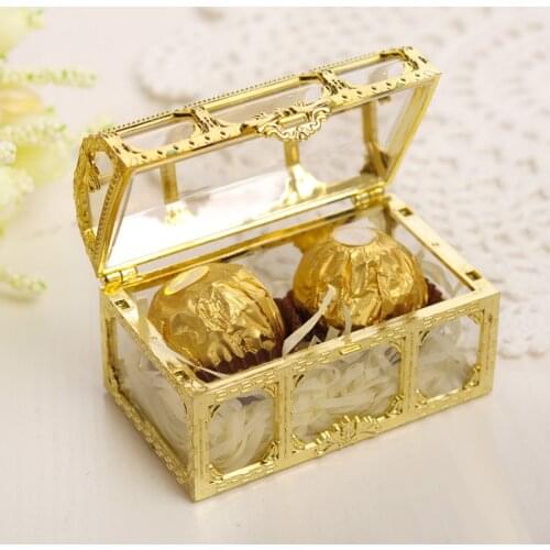 1PC Mini Plastic Hollow Gold Foil Cake Candy Box Wedding Favor Marriage Baby Shower Gift Treat Box Party Event Supplies