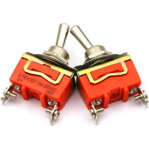 1pcs Good Quality E-TEN1021 2-Pin SPST 2 Terminal ON-OFF 15A 250V Toggle Switch orange