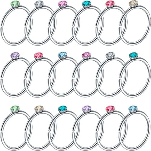 18PCS/Set Mixed Hypoallergenic Stainless Steel Piercing Tongue Nose Ring Nail Lip Belly Eyebrow Septum Stud Navel Ring Jewelry