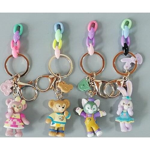 20pcs Duffy Bear keychain Mini Figures Shirely DIY Dolls for Cakes PVC Action Decoraion Topper Proce 5-6cm OPP bag Packing