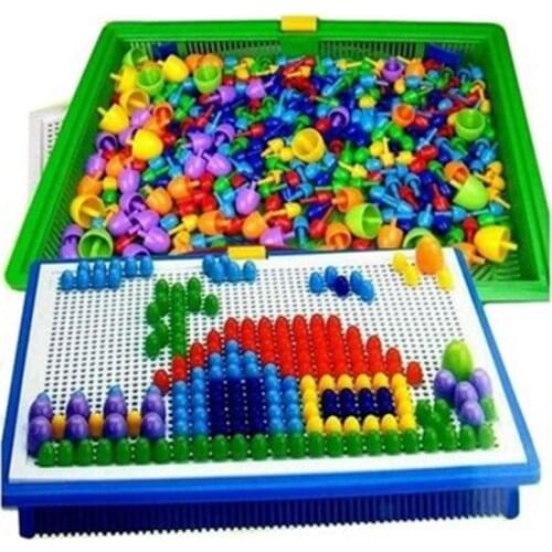 296PCS/set mushroom nails, Puzzle educational and intelligence games. For 3-9Y baby toys for boys and girls in kindergartens