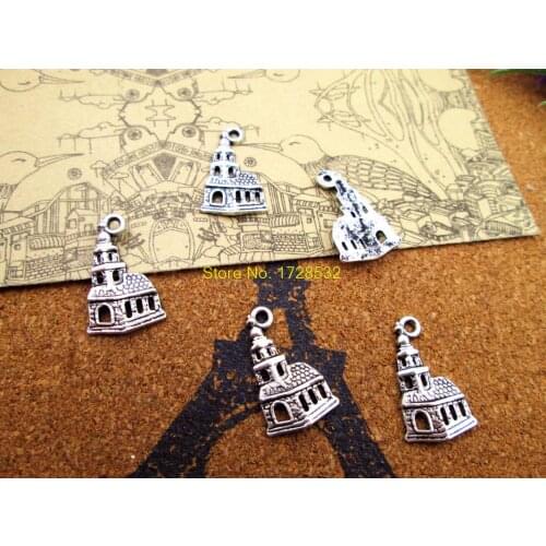 30pcs-- vintage castle Charms, Antique Tibetan prince castle Charm pendants 23x14mm
