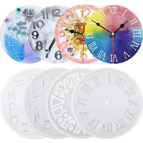 4Pcs Clock Resin Molds Arabic Roman Numerals Constellation Silicone Casting Mold