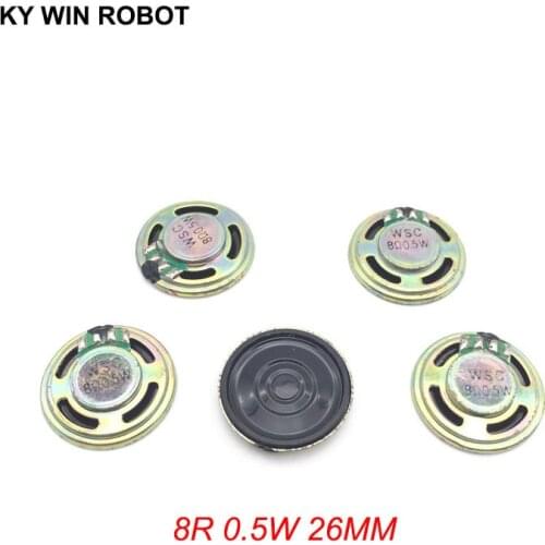 5pcs/lot New Ultra-thin speaker 8 ohms 0.5 watt 0.5W 8R speaker Diameter 26MM 2.6CM thickness 4.5MM