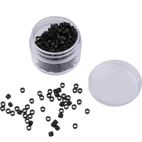 500Pcs 5mm Aluminum Micro Nano Rings Beads for Hair Extensions Black