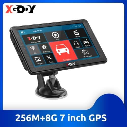 XGODY 7'' 256M+8GB Gps Navigation Transmisor Fm Bluetooth Car Truck Navigator Spain 2019 Map Language Free Upgrade