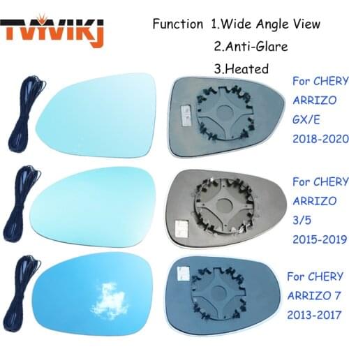 TVYVIKJ Side Rearview Mirror Blue Glass Lens For CHERY ARRIZO 3 5 7 GX 2013-2019 Wide Angle View anti glare door mirror wing