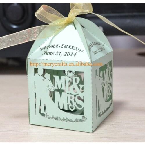 Paper Box Single Laser cut Mr & Mrs Wedding cupcake favor box