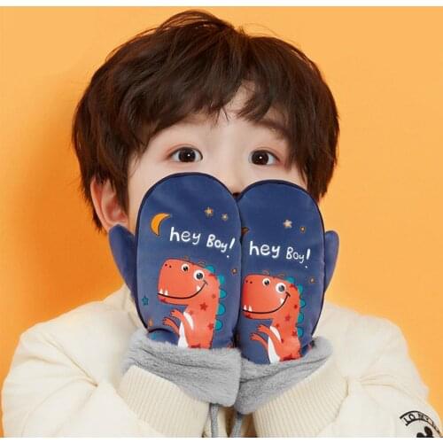 Kids Warm Mittens Winter Warm Mittens Cute Windproof Gloves With Lanyard For Skiing Snowboarding Snow Fights