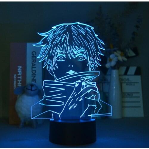 Kids 3D Night Light LED Touch Switch Lamp Plug In Nightlight Satoru Gojo Jujutsu Kaisen Anime Fans Bedroom Decor Birthday Gift