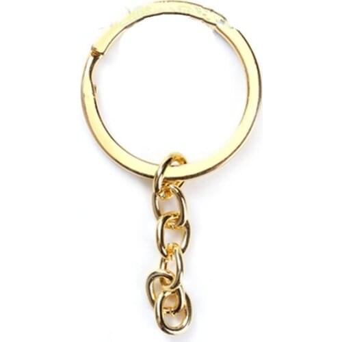DoreenBeads Iron Based Alloy Keychain & Keyring Round Gold Color Charms DIY Components 66mm(2 5/8") x 32mm(1 2/8"), 2 PCs