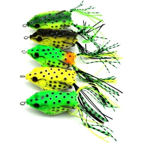 HENGJIA 1PC Soft Plastic Frog Fishing Lure Crank baits Double Claw-Like Hook High Quality Snakehead Lure fishing tackle