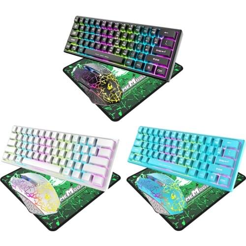 Gaming Keyboard Mouse Combo USB 2.4GHz Wireless Keybord Gamer Kit Waterproof Rainbow Backlight Keyboard + Mouse + Mouse Pad