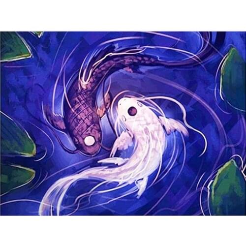 Yin yang diamond mosaic painting fishes rhinestone embroidery animals diamond art drawing picture puzzle wall paper home decor