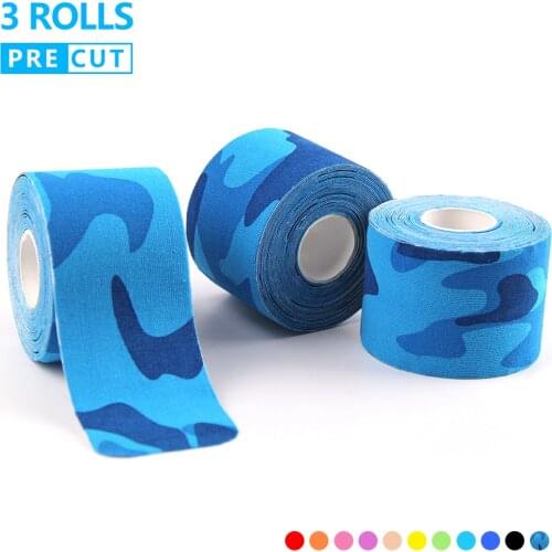 3 Rolls Precut Kinesiology Tape Elastic Adhesive Muscle Bandage Cotton Waterproof Sports Physio Cure Injury Support Tape 5cm*5m