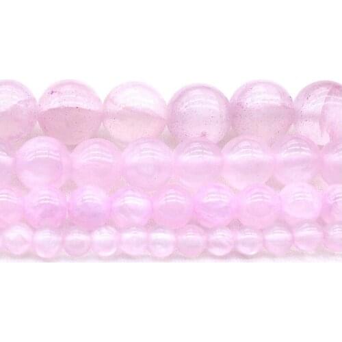 4mm 6mm 8mm 10mm Natural Pink Ice Quartz Rose Crystal Round Loose Stone Beads DIY Bracelet&Necklace for Jewelry Making