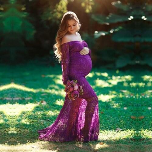 Strapless Lace Maternity Dresses For Photo Shoot Clothes Pregnancy Dress Photography Maternity Photography Props Party Dress