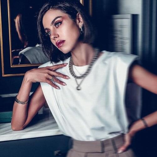 Summer Elegant OL Vest For Women 2020Fashion Sexy Sleeveless Loose Tops Casual Plain tunique femme Dames Tee Club Streetwear