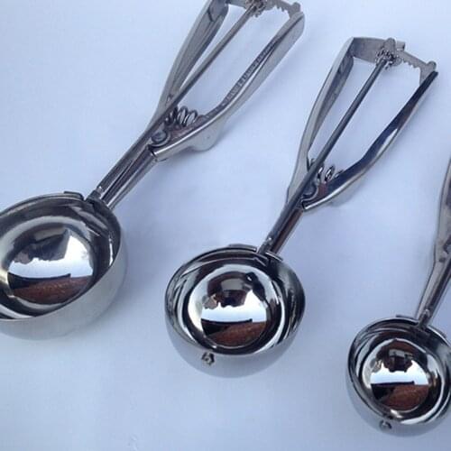 Stainless steel spoon kitchen ice cream mashed potatoes watermelon jelly yogurt cookies spring handle scoop kitchen accessories