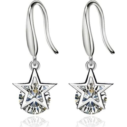 KOFSAC Fashion 925 Sterling Silver Earrings For Women Accessories Exquisite Zircon Star Ear Hook Earring Female Wedding Jewelry