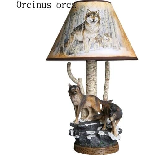 Creative personality wolf table lamp boy bedroom childrens room lamp cartoon wolf manual desk lamp free shipping