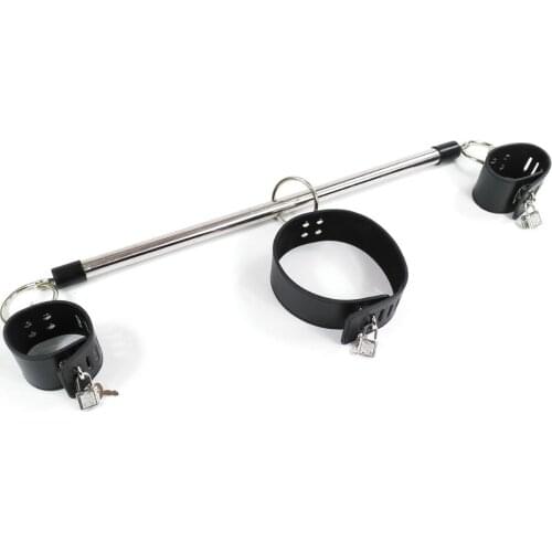 New adjustable slave sex handcuff and collar bdsm bondage leather metal adults sex toys for couples bdsm sex products