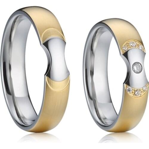 Matching rings 14k Gold Plated wedding band 1 Pair Lovers Alliance custom titanium proposal promise rings for couples
