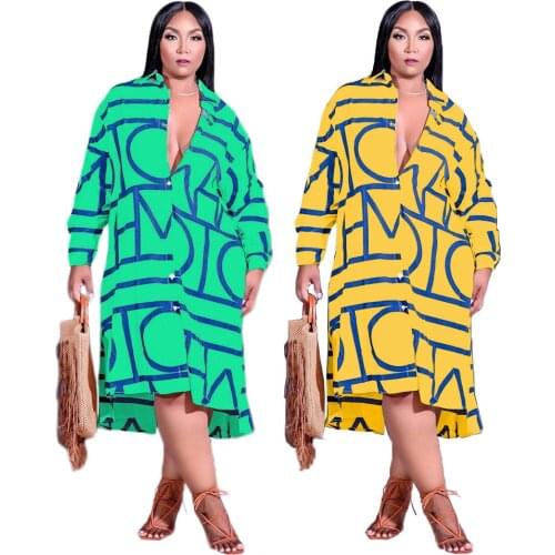 Fall Autumn Winter Long Sleeve Elegant Dress Women Plus Size L~4XL Shirt Office Work Printed Dresses Vestidos Clothing
