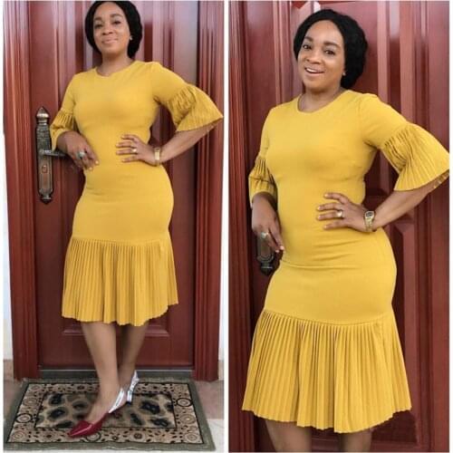 HGTE 2019 spring Women Midi Dresses Elegant OL Sweet Bodycon Flare Sleeve Female Casual Slim fit Fashion Sexy Plus Size Dress