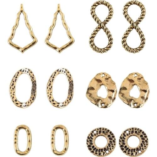 Zinc Alloy Hollow Beads For Jewelry Making Gold Oval Round Metal Pendants Hoop Earrings Bracelets Necklace DIY Craft Accessories