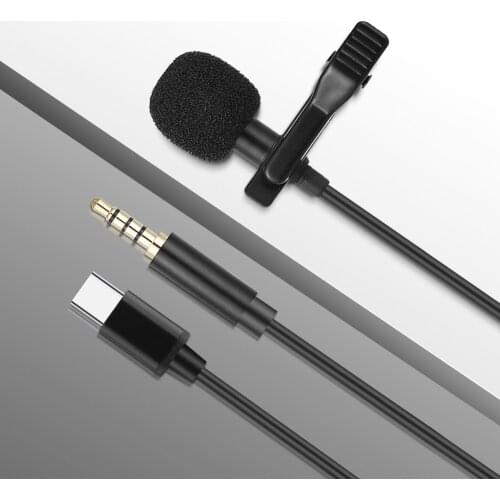USB Type C 3.5mm Mini Portable Microphone Condenser Clip-on Lapel Lavalier Mic Wired Mikrofo/Microfon For Phone For Laptop