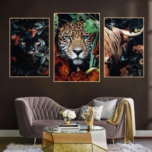 Lion Elephant Deer Zebra Poster Painting Prints Poster HD Pictures Printed on Canvas Used for Home Room Aesthetics Decor