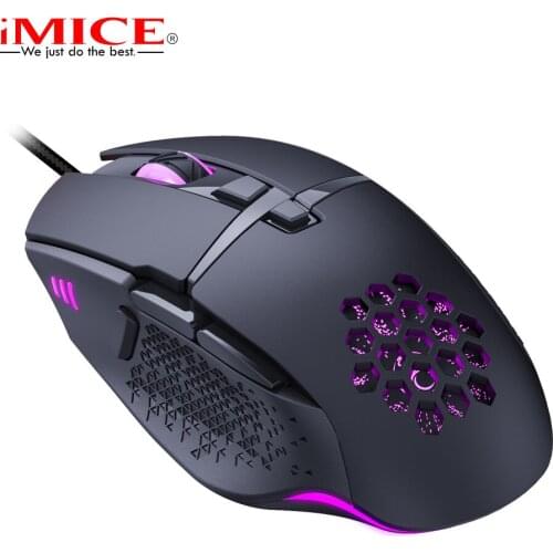 IMICE T90 Wired Luminous Game Macro Definition Programming Mouse Hollow 7200DPI Firepower Key Suitable For PC Laptop